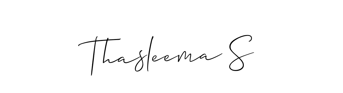 How to make Thasleema S signature? Allison_Script is a professional autograph style. Create handwritten signature for Thasleema S name. Thasleema S signature style 2 images and pictures png