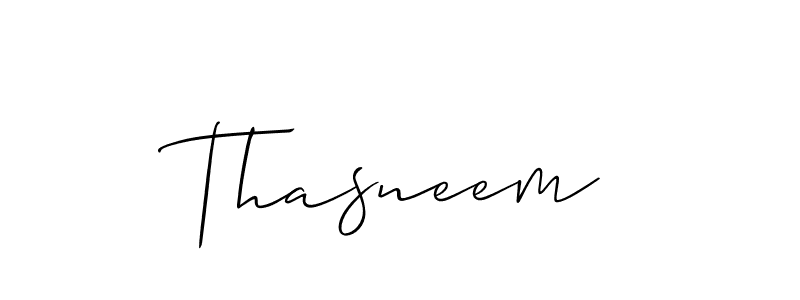 It looks lik you need a new signature style for name Thasneem. Design unique handwritten (Allison_Script) signature with our free signature maker in just a few clicks. Thasneem signature style 2 images and pictures png