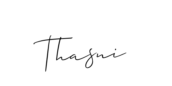 Use a signature maker to create a handwritten signature online. With this signature software, you can design (Allison_Script) your own signature for name Thasni. Thasni signature style 2 images and pictures png