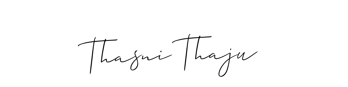 Make a beautiful signature design for name Thasni Thaju. With this signature (Allison_Script) style, you can create a handwritten signature for free. Thasni Thaju signature style 2 images and pictures png