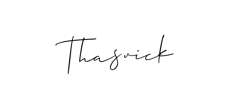 How to Draw Thasvick signature style? Allison_Script is a latest design signature styles for name Thasvick. Thasvick signature style 2 images and pictures png