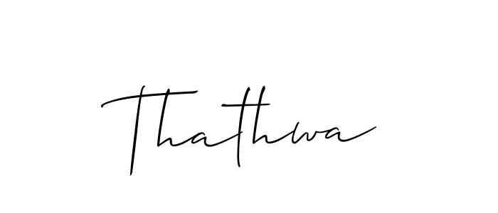 Allison_Script is a professional signature style that is perfect for those who want to add a touch of class to their signature. It is also a great choice for those who want to make their signature more unique. Get Thathwa name to fancy signature for free. Thathwa signature style 2 images and pictures png