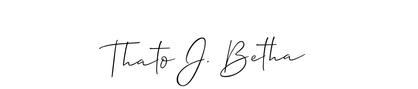 Also You can easily find your signature by using the search form. We will create Thato J. Betha name handwritten signature images for you free of cost using Allison_Script sign style. Thato J. Betha signature style 2 images and pictures png