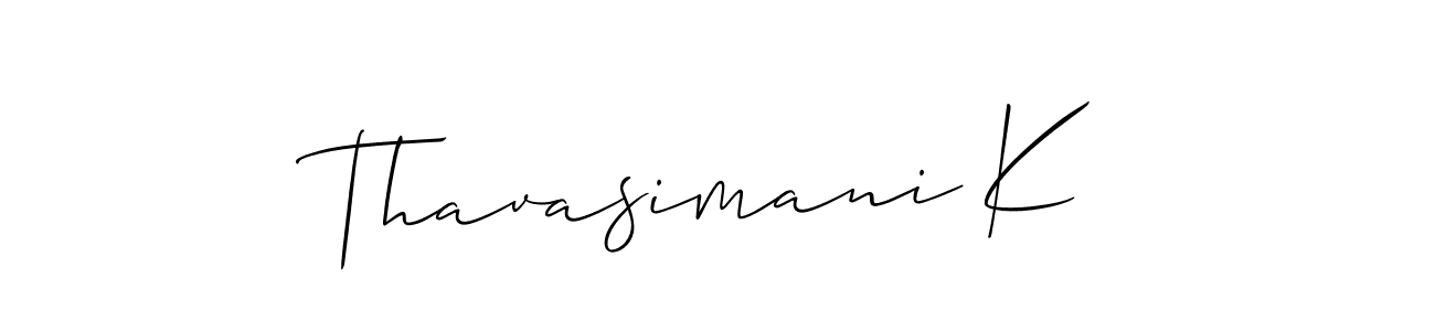 Make a beautiful signature design for name Thavasimani K. With this signature (Allison_Script) style, you can create a handwritten signature for free. Thavasimani K signature style 2 images and pictures png
