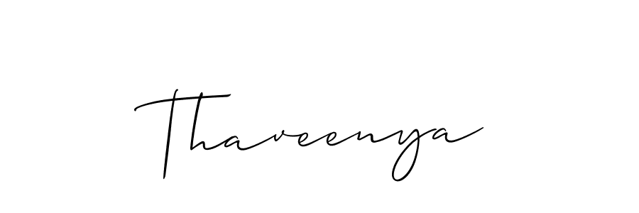 Create a beautiful signature design for name Thaveenya. With this signature (Allison_Script) fonts, you can make a handwritten signature for free. Thaveenya signature style 2 images and pictures png