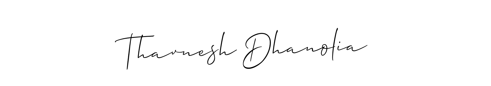 The best way (Allison_Script) to make a short signature is to pick only two or three words in your name. The name Thavnesh Dhanolia include a total of six letters. For converting this name. Thavnesh Dhanolia signature style 2 images and pictures png