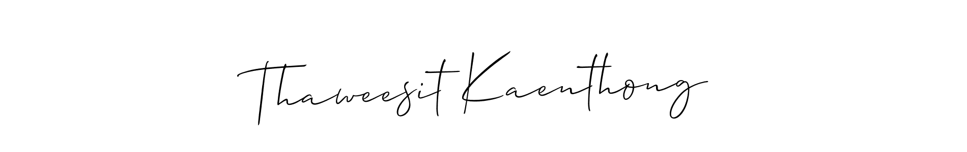 Make a short Thaweesit Kaenthong signature style. Manage your documents anywhere anytime using Allison_Script. Create and add eSignatures, submit forms, share and send files easily. Thaweesit Kaenthong signature style 2 images and pictures png