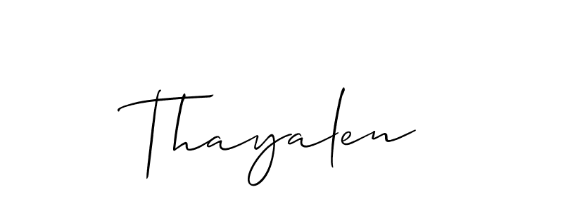 Make a beautiful signature design for name Thayalen. With this signature (Allison_Script) style, you can create a handwritten signature for free. Thayalen signature style 2 images and pictures png