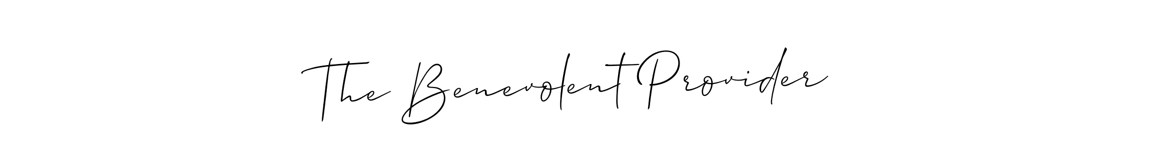 The best way (Allison_Script) to make a short signature is to pick only two or three words in your name. The name The Benevolent Provider include a total of six letters. For converting this name. The Benevolent Provider signature style 2 images and pictures png