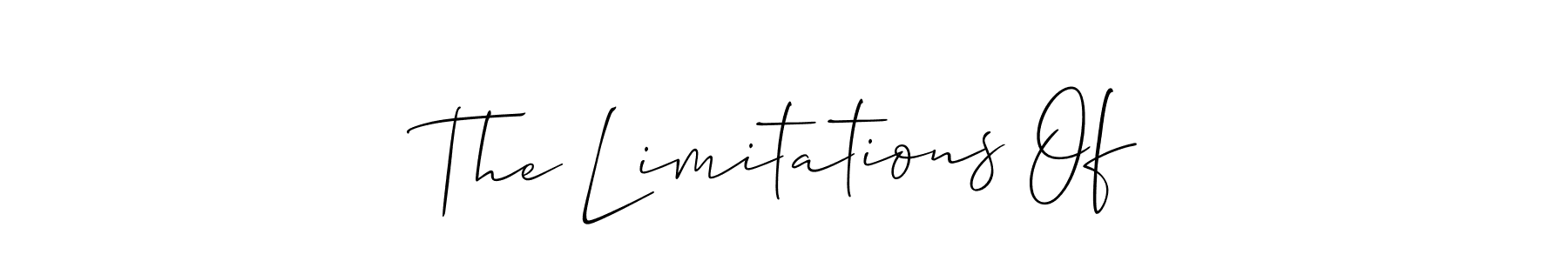 Use a signature maker to create a handwritten signature online. With this signature software, you can design (Allison_Script) your own signature for name The Limitations Of. The Limitations Of signature style 2 images and pictures png