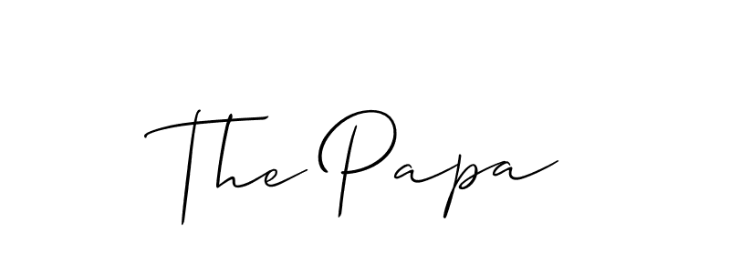 The best way (Allison_Script) to make a short signature is to pick only two or three words in your name. The name The Papa include a total of six letters. For converting this name. The Papa signature style 2 images and pictures png