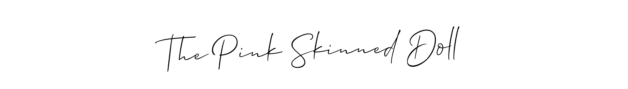 Similarly Allison_Script is the best handwritten signature design. Signature creator online .You can use it as an online autograph creator for name The Pink Skinned Doll. The Pink Skinned Doll signature style 2 images and pictures png