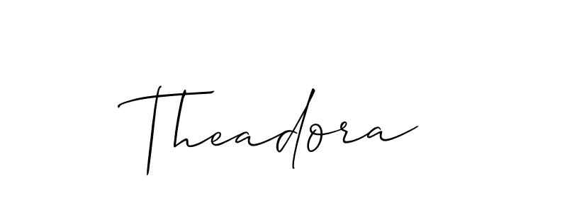 Use a signature maker to create a handwritten signature online. With this signature software, you can design (Allison_Script) your own signature for name Theadora. Theadora signature style 2 images and pictures png