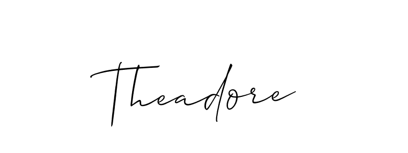 Make a short Theadore signature style. Manage your documents anywhere anytime using Allison_Script. Create and add eSignatures, submit forms, share and send files easily. Theadore signature style 2 images and pictures png