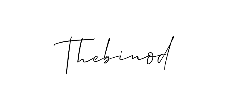 The best way (Allison_Script) to make a short signature is to pick only two or three words in your name. The name Thebinod include a total of six letters. For converting this name. Thebinod signature style 2 images and pictures png