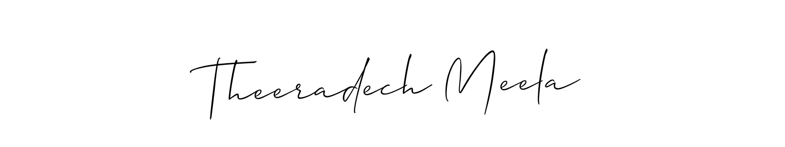 Similarly Allison_Script is the best handwritten signature design. Signature creator online .You can use it as an online autograph creator for name Theeradech Meela. Theeradech Meela signature style 2 images and pictures png