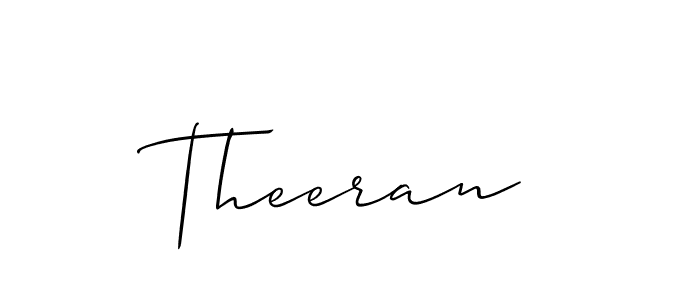 Use a signature maker to create a handwritten signature online. With this signature software, you can design (Allison_Script) your own signature for name Theeran. Theeran signature style 2 images and pictures png