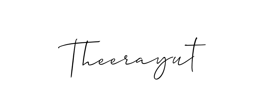 The best way (Allison_Script) to make a short signature is to pick only two or three words in your name. The name Theerayut include a total of six letters. For converting this name. Theerayut signature style 2 images and pictures png