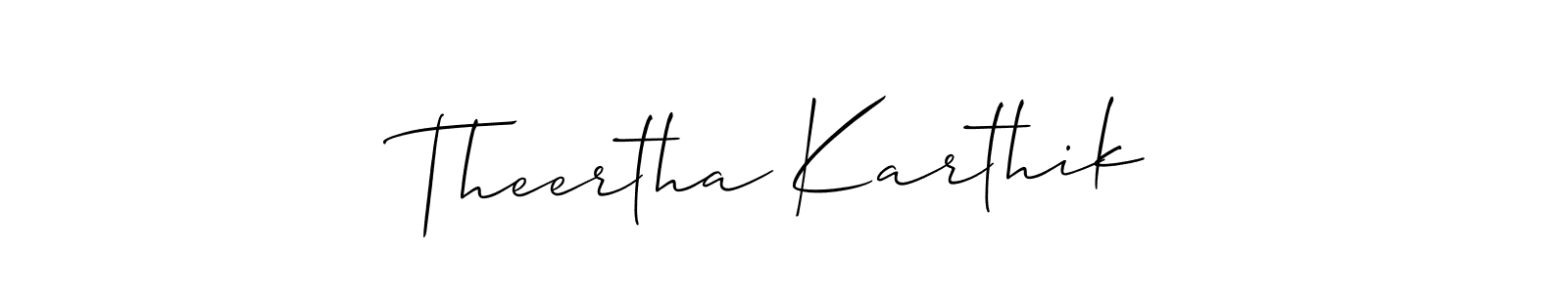 Allison_Script is a professional signature style that is perfect for those who want to add a touch of class to their signature. It is also a great choice for those who want to make their signature more unique. Get Theertha Karthik name to fancy signature for free. Theertha Karthik signature style 2 images and pictures png