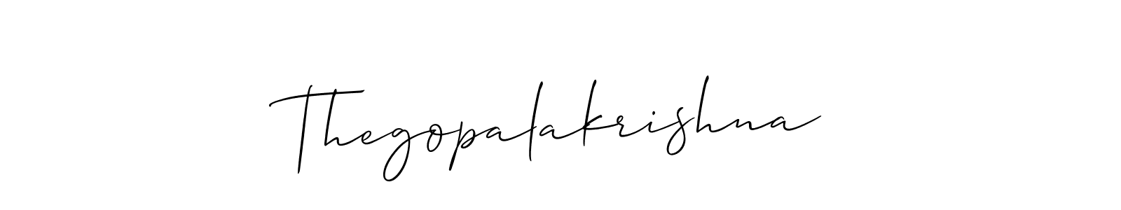 Make a short Thegopalakrishna signature style. Manage your documents anywhere anytime using Allison_Script. Create and add eSignatures, submit forms, share and send files easily. Thegopalakrishna signature style 2 images and pictures png