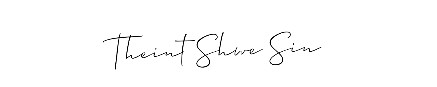 The best way (Allison_Script) to make a short signature is to pick only two or three words in your name. The name Theint Shwe Sin include a total of six letters. For converting this name. Theint Shwe Sin signature style 2 images and pictures png