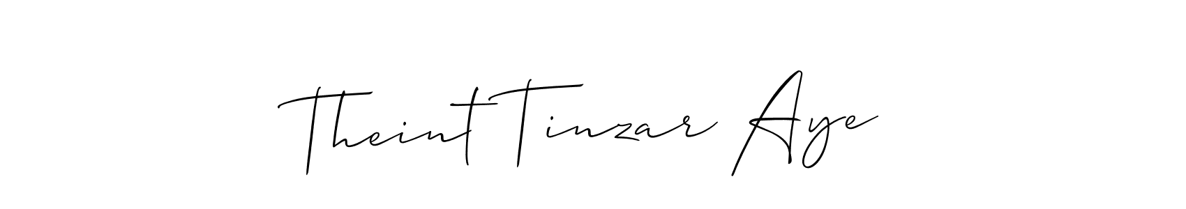 The best way (Allison_Script) to make a short signature is to pick only two or three words in your name. The name Theint Tinzar Aye include a total of six letters. For converting this name. Theint Tinzar Aye signature style 2 images and pictures png