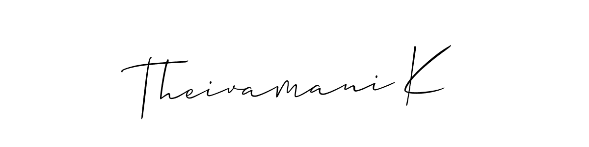 Also You can easily find your signature by using the search form. We will create Theivamani K name handwritten signature images for you free of cost using Allison_Script sign style. Theivamani K signature style 2 images and pictures png