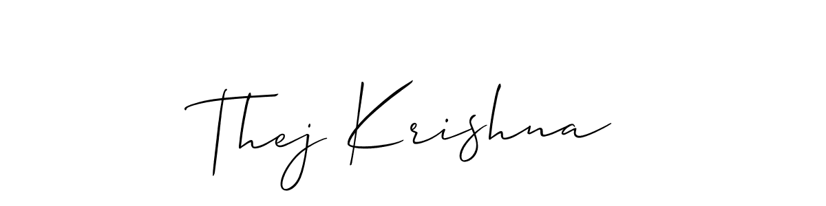 Make a short Thej Krishna signature style. Manage your documents anywhere anytime using Allison_Script. Create and add eSignatures, submit forms, share and send files easily. Thej Krishna signature style 2 images and pictures png