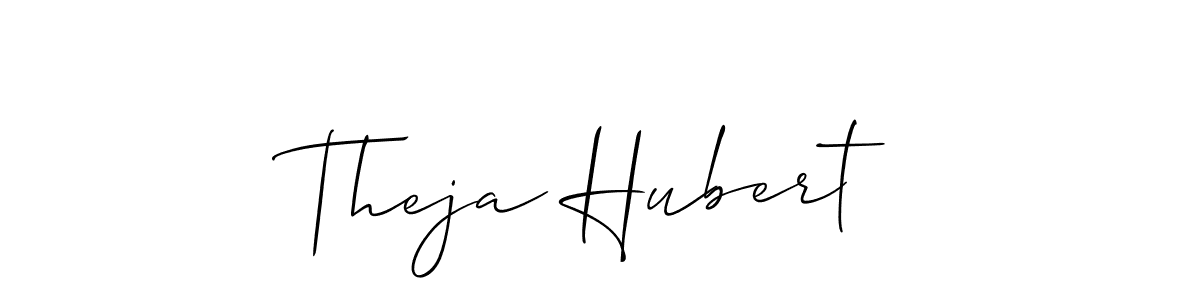 How to make Theja Hubert signature? Allison_Script is a professional autograph style. Create handwritten signature for Theja Hubert name. Theja Hubert signature style 2 images and pictures png