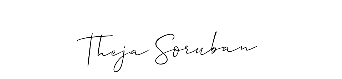 Also You can easily find your signature by using the search form. We will create Theja Soruban name handwritten signature images for you free of cost using Allison_Script sign style. Theja Soruban signature style 2 images and pictures png