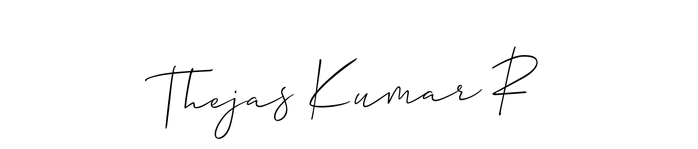 Use a signature maker to create a handwritten signature online. With this signature software, you can design (Allison_Script) your own signature for name Thejas Kumar R. Thejas Kumar R signature style 2 images and pictures png