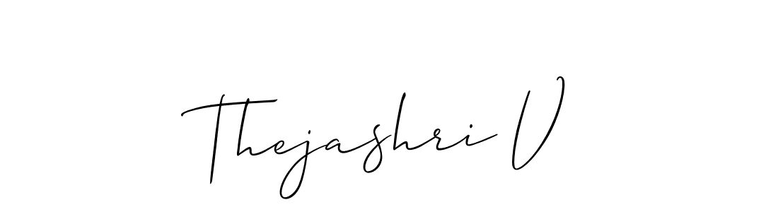 It looks lik you need a new signature style for name Thejashri V. Design unique handwritten (Allison_Script) signature with our free signature maker in just a few clicks. Thejashri V signature style 2 images and pictures png