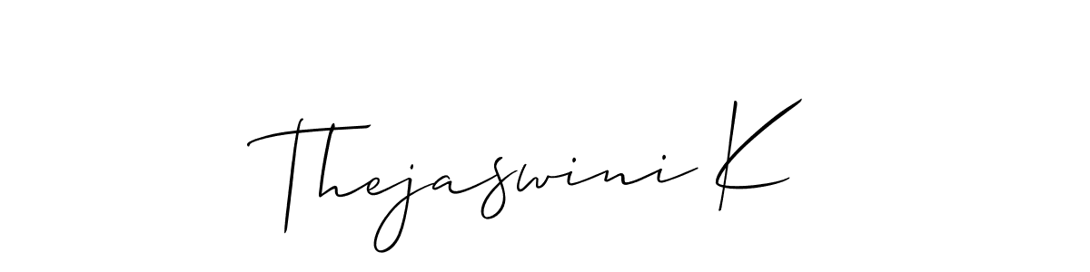 Also we have Thejaswini K name is the best signature style. Create professional handwritten signature collection using Allison_Script autograph style. Thejaswini K signature style 2 images and pictures png