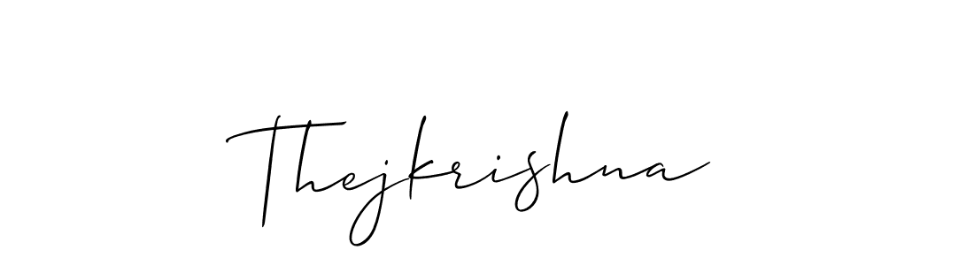 Make a short Thejkrishna signature style. Manage your documents anywhere anytime using Allison_Script. Create and add eSignatures, submit forms, share and send files easily. Thejkrishna signature style 2 images and pictures png