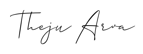 You should practise on your own different ways (Allison_Script) to write your name (Theju Arva) in signature. Don't let someone else do it for you. Theju Arva signature style 2 images and pictures png