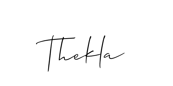 The best way (Allison_Script) to make a short signature is to pick only two or three words in your name. The name Thekla include a total of six letters. For converting this name. Thekla signature style 2 images and pictures png