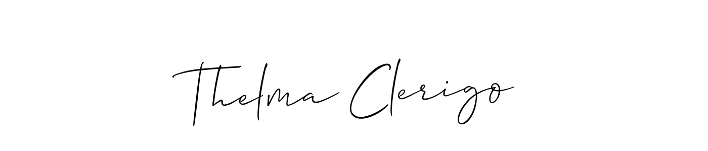 The best way (Allison_Script) to make a short signature is to pick only two or three words in your name. The name Thelma Clerigo include a total of six letters. For converting this name. Thelma Clerigo signature style 2 images and pictures png