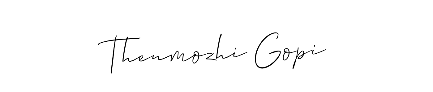 Also You can easily find your signature by using the search form. We will create Thenmozhi Gopi name handwritten signature images for you free of cost using Allison_Script sign style. Thenmozhi Gopi signature style 2 images and pictures png