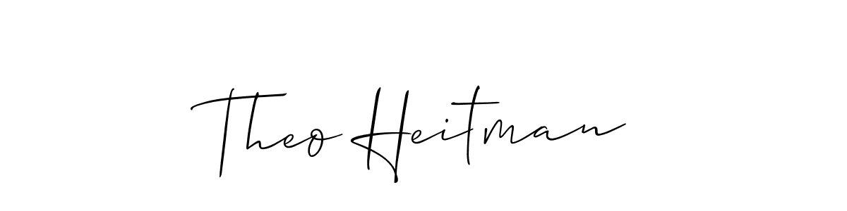 You should practise on your own different ways (Allison_Script) to write your name (Theo Heitman) in signature. don't let someone else do it for you. Theo Heitman signature style 2 images and pictures png