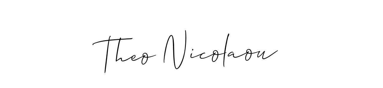 Make a short Theo Nicolaou signature style. Manage your documents anywhere anytime using Allison_Script. Create and add eSignatures, submit forms, share and send files easily. Theo Nicolaou signature style 2 images and pictures png