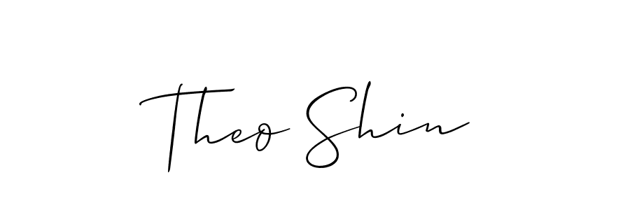 if you are searching for the best signature style for your name Theo Shin. so please give up your signature search. here we have designed multiple signature styles  using Allison_Script. Theo Shin signature style 2 images and pictures png