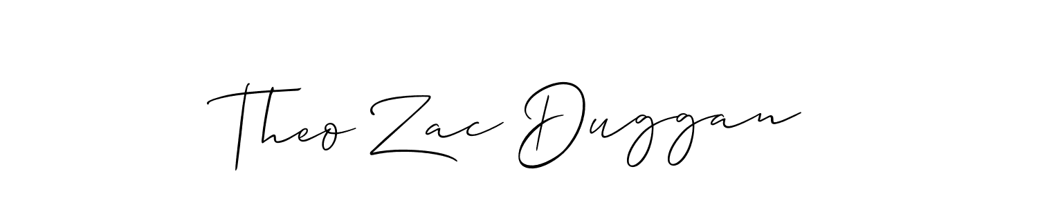 How to make Theo Zac Duggan name signature. Use Allison_Script style for creating short signs online. This is the latest handwritten sign. Theo Zac Duggan signature style 2 images and pictures png