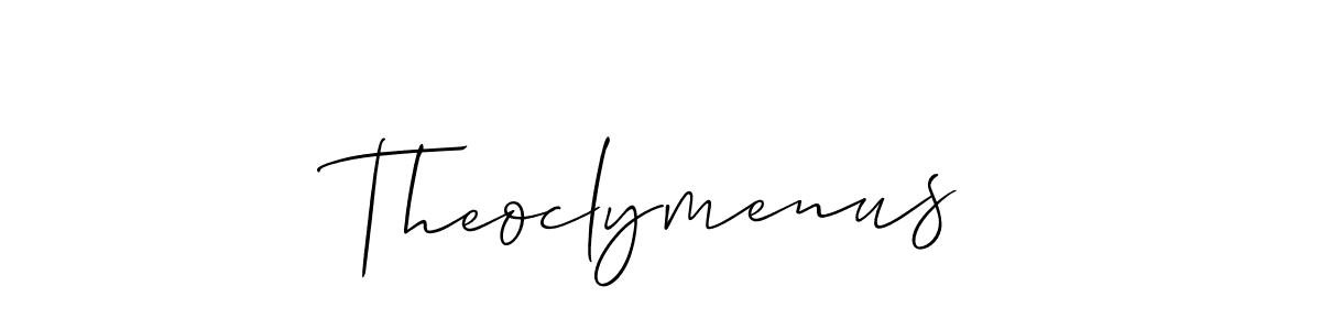 Create a beautiful signature design for name Theoclymenus. With this signature (Allison_Script) fonts, you can make a handwritten signature for free. Theoclymenus signature style 2 images and pictures png