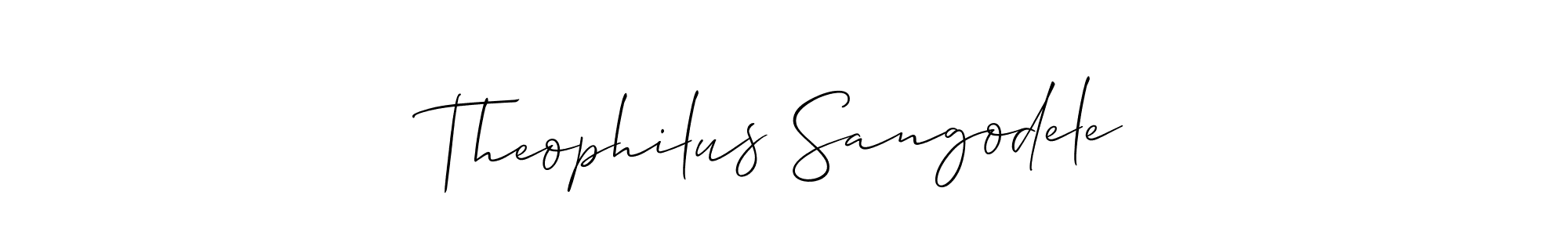 Also You can easily find your signature by using the search form. We will create Theophilus Sangodele name handwritten signature images for you free of cost using Allison_Script sign style. Theophilus Sangodele signature style 2 images and pictures png