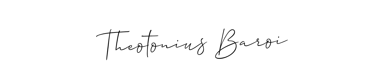 Allison_Script is a professional signature style that is perfect for those who want to add a touch of class to their signature. It is also a great choice for those who want to make their signature more unique. Get Theotonius Baroi name to fancy signature for free. Theotonius Baroi signature style 2 images and pictures png