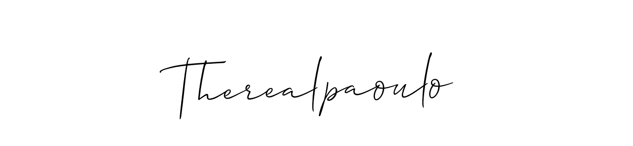 How to make Therealpaoulo name signature. Use Allison_Script style for creating short signs online. This is the latest handwritten sign. Therealpaoulo signature style 2 images and pictures png