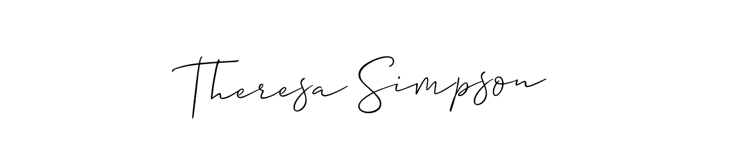 You should practise on your own different ways (Allison_Script) to write your name (Theresa Simpson) in signature. don't let someone else do it for you. Theresa Simpson signature style 2 images and pictures png