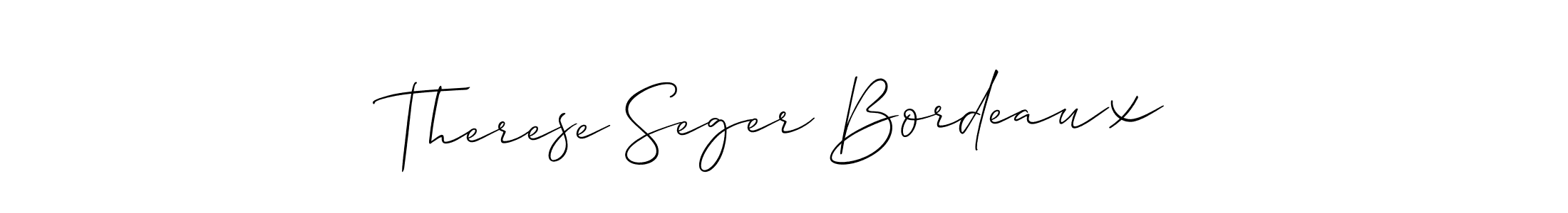 Allison_Script is a professional signature style that is perfect for those who want to add a touch of class to their signature. It is also a great choice for those who want to make their signature more unique. Get Therese Seger Bordeaux name to fancy signature for free. Therese Seger Bordeaux signature style 2 images and pictures png