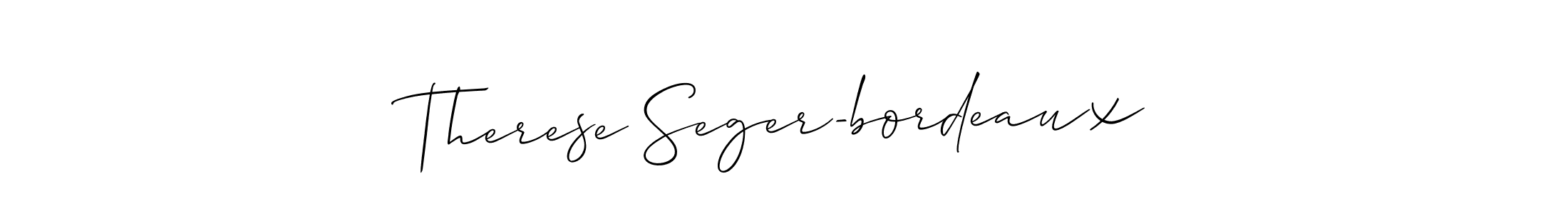 Check out images of Autograph of Therese Seger-bordeaux name. Actor Therese Seger-bordeaux Signature Style. Allison_Script is a professional sign style online. Therese Seger-bordeaux signature style 2 images and pictures png