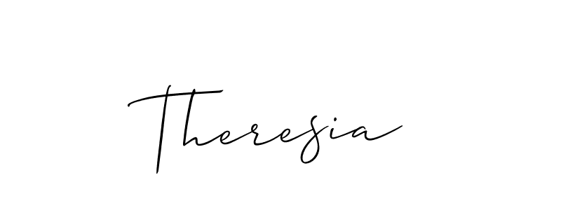 Use a signature maker to create a handwritten signature online. With this signature software, you can design (Allison_Script) your own signature for name Theresia. Theresia signature style 2 images and pictures png